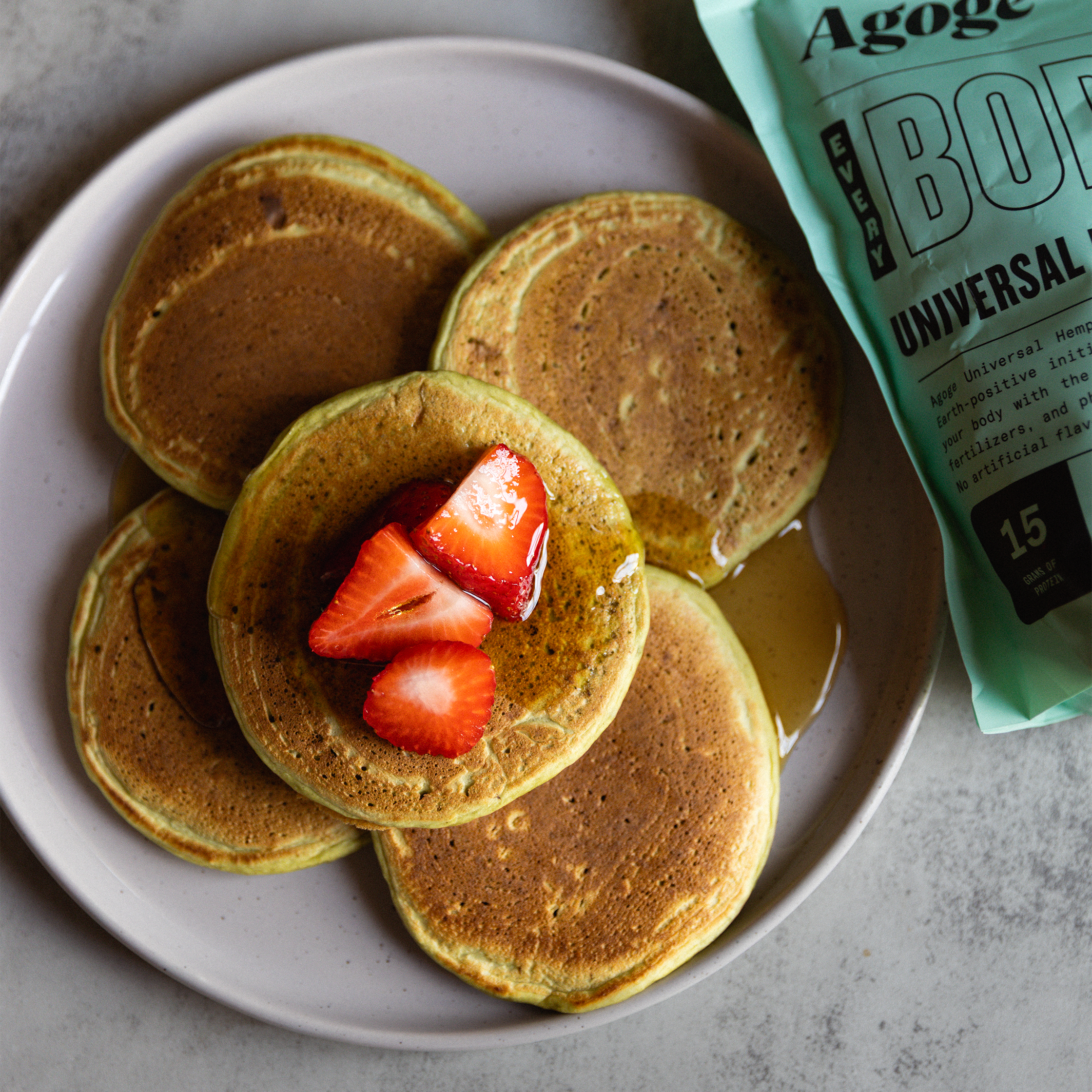 Fluffy Matcha Protein Pancakes With Agoge® Matcha Protein